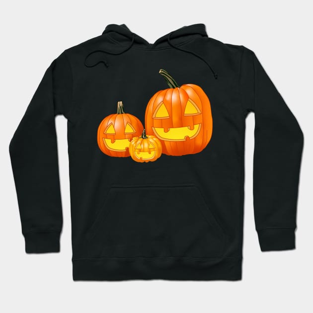 Jack-O-Lantern Trio (Purple) Hoodie by ziafrazier